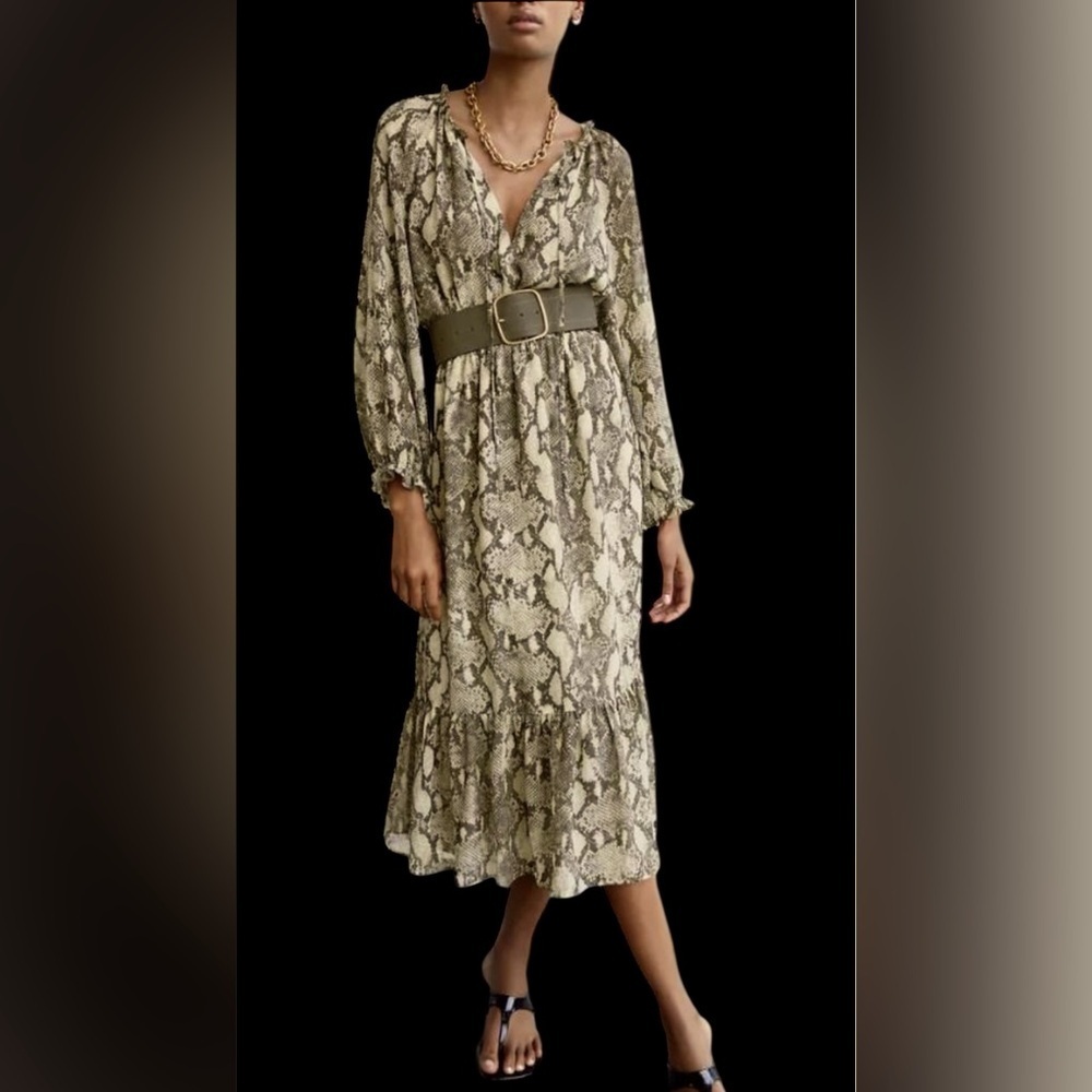 ZARA Long Midi Maxi Animal Print dress Size XS